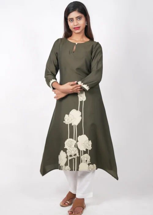 Fit & Flare Floral Print A-Line Kurta