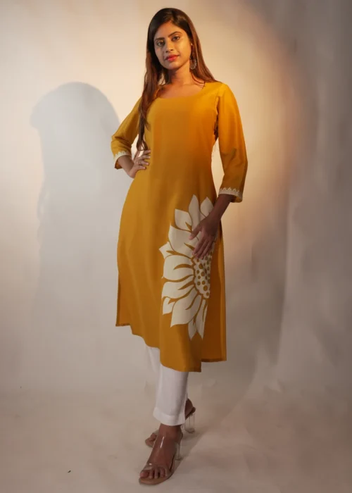 Fit & Flare Straight Cut Kurti Floral Print