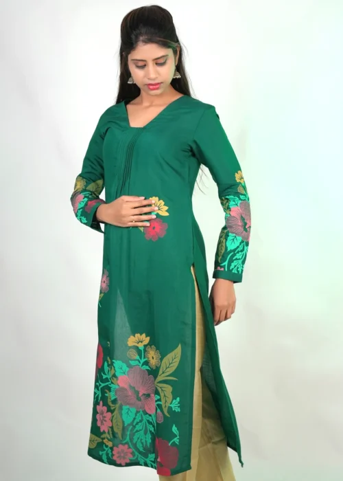 Fit and Flare Floral Printed Slit A Line Kurti