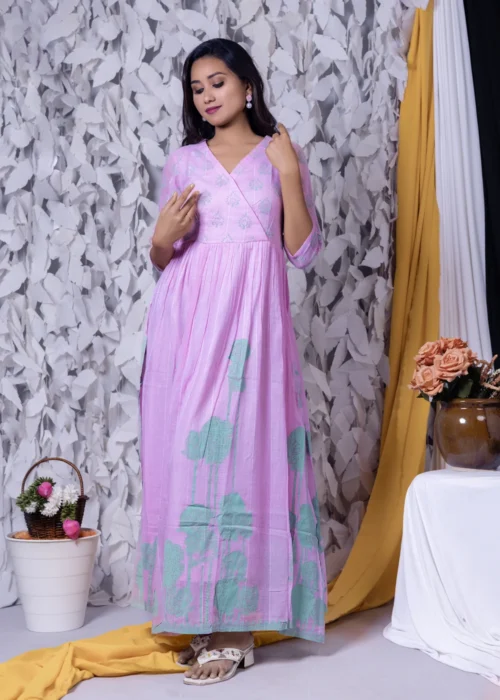 Floral Screen Print Fit & Flare Cotton Midi Dress